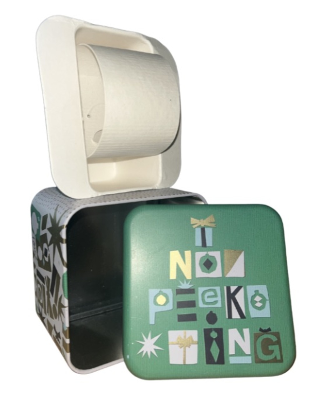 Fossil Vintage Christmas Holiday
Watch Tin No Peeking Graphic
Collectible Green